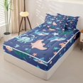 thumbnail image 2 of jejeloiu Cartoon Sea Animals Zipper Full Size Comforter Sets with Fitted Sheet and 2 Pillowcases For Girls,Shark Octopus Pattern Zipper Bedding Set,Blue Navy,Polkadot Reversible,4-Piece, 2 of 7