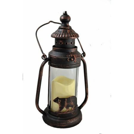 Pine Ridge Bear Metal Decorative Candle Lanterns With Clear See