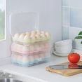 thumbnail image 4 of Billuyoard Soporte para huevos Refrigerador 15 Rejillas Bandeja para huevos Caja con tapa Plástico transparente apilable Organizadores de utensilios de cocina Azul, 4 of 6
