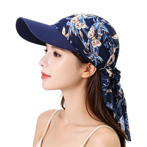 ZELVINN Printed Baseball Cap with Head Scarf Design for Sun Protections Breathable Adjustable Headwrap Hat for Outdoor