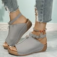thumbnail image 3 of THDHVS Womens Sandals Comfortable,Womens Sandals,Women's Fashion Casual Summer Style Fish Mouth Thick Bottom Buckle Strap Sandals Flat Bottom Open Toe Sandals Gray 6, 3 of 5