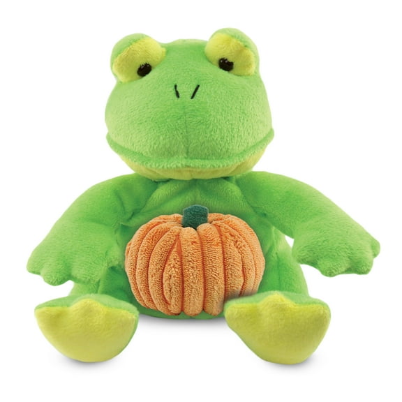DolliBu Super Soft Sitting Frog Stuffed Animal with Pumpkin Plush Decor - Pumpkin Plush Frog Animal for Fall, Halloween and Thanksgiving, Pumpkin Plush Toy for Baby, Kids, Adults - 6 Inches