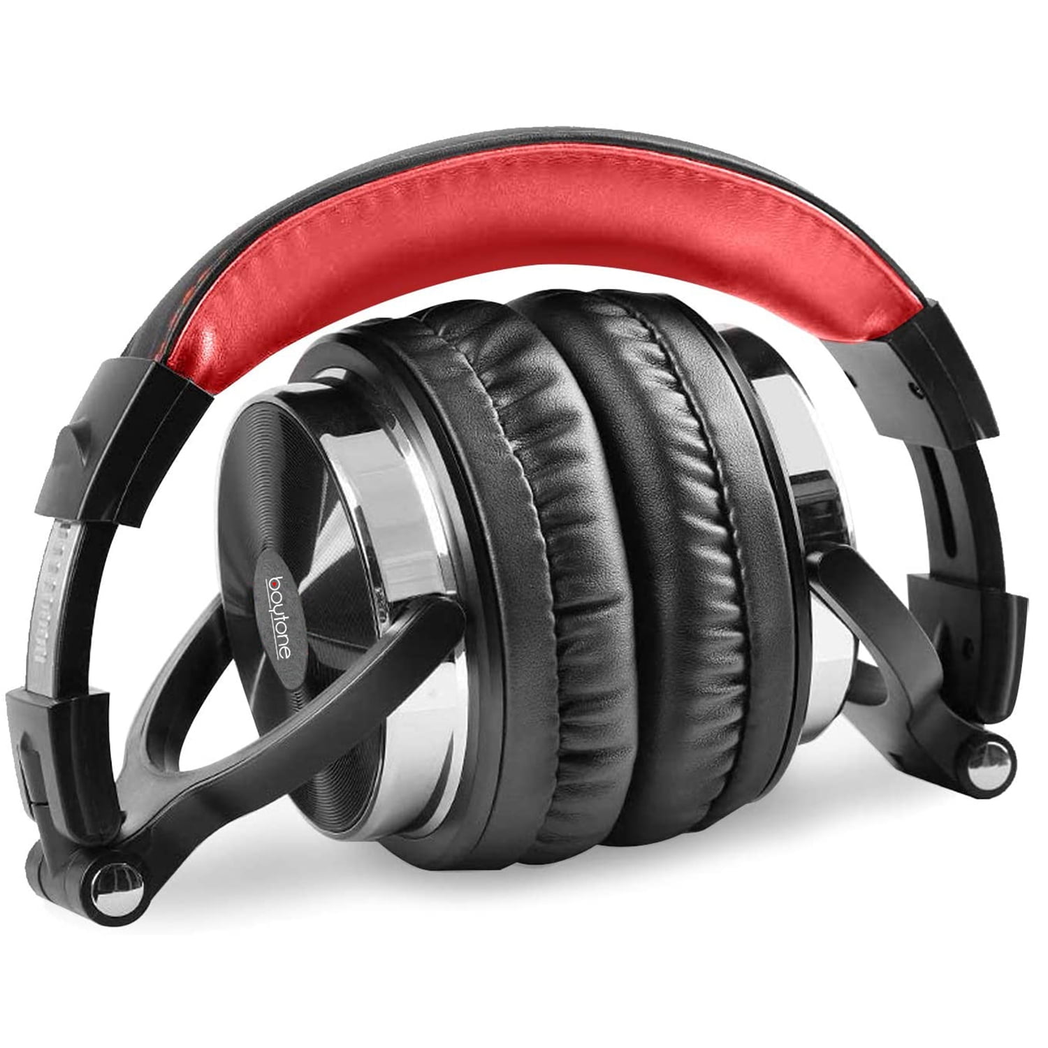 Boytone BT-10RD Wired Over Ear Headphones Studio Monitor & Mixing DJ Stereo Headsets with 50mm Drivers and 1/4 to 3.5mm Audio Jack for Audio Mixer Computer, Phone, Guitar, Laptop, Amplifire, TV