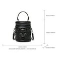 thumbnail image 3 of Retro Crossbody Bag for Women Cylinder Bag PU Leather Shoulder Bag Handbag Skull Head Messengers Bag Top Handle Bag, 3 of 8