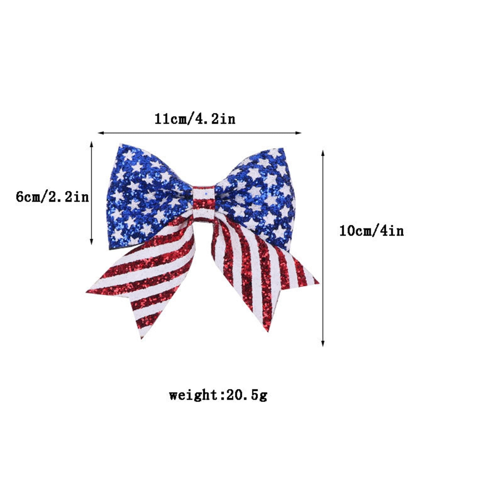 Patriotic Cheerleader Ponytail Holder for Girls, Red White Blue Cheer Bow Hair Ties. Durable Leather Metal 2026 Party Supply,6PC