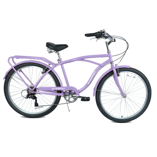 Raistyw 26" Cruiser Bike for Women, Lightweight Alloy High-Tensile Steel Frame Mountain Bicycles with V-Brakes and 7-Speed for Leisure and Commuting, Purple