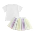 thumbnail image 3 of Okbabeha Toddler Girl Easter Dress Rainbow Embroidery Short Sleeve T-Shirt Tulle Skirt 2 Pcs Set, 3 of 8