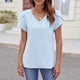 thumbnail image 4 of Fiudx Camisetas para Mujer Blusa Casual de Manga Corta con Cuello En V de Color Sólido para Mujer, 4 of 7