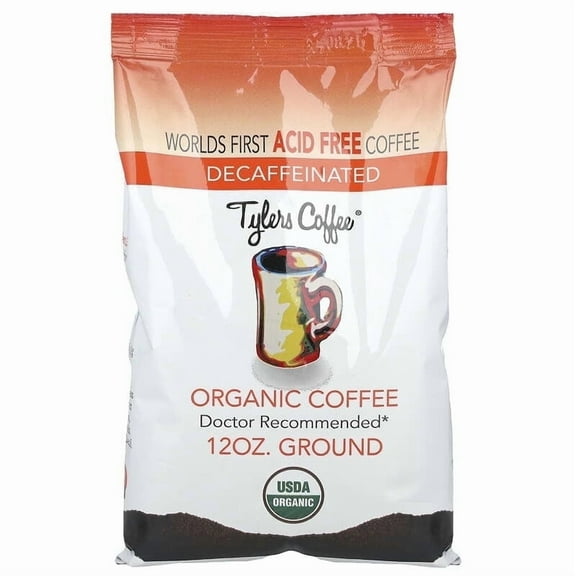 Tylers Coffees, Organic Coffee, Ground, Decaffeinated, 12 oz Pack of 3