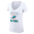 thumbnail image 2 of Women's G-III 4Her by Carl Banks White Miami Dolphins Team Logo Graphic Fitted V-Neck T-Shirt, 2 of 5