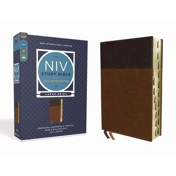 NIV Study Bible, Fully Revised Edition NIV Study Bible, Fully Revised Edition, Large Print, Leathersoft, Brown, Red Letter, Thumb Indexed, Comfort Print, (Hardcover)