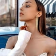 thumbnail image 4 of Women's Gold Hypoallergenic Earrings Stainless Steel Rod Women's Fancy Long Dangling Earrings, 4 of 4