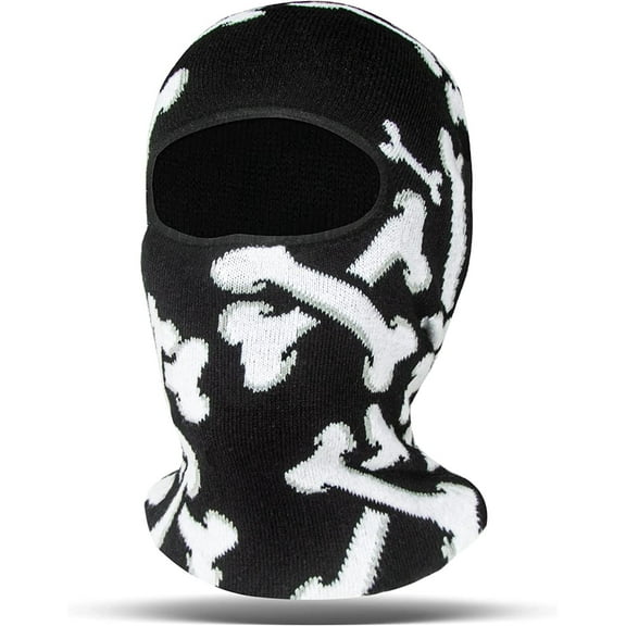 EvridWear Winter Balaclava Ski Mask Warm Knitted Unisex Full Face Cover Outdoor Sports Cycling, Bone Jacquard