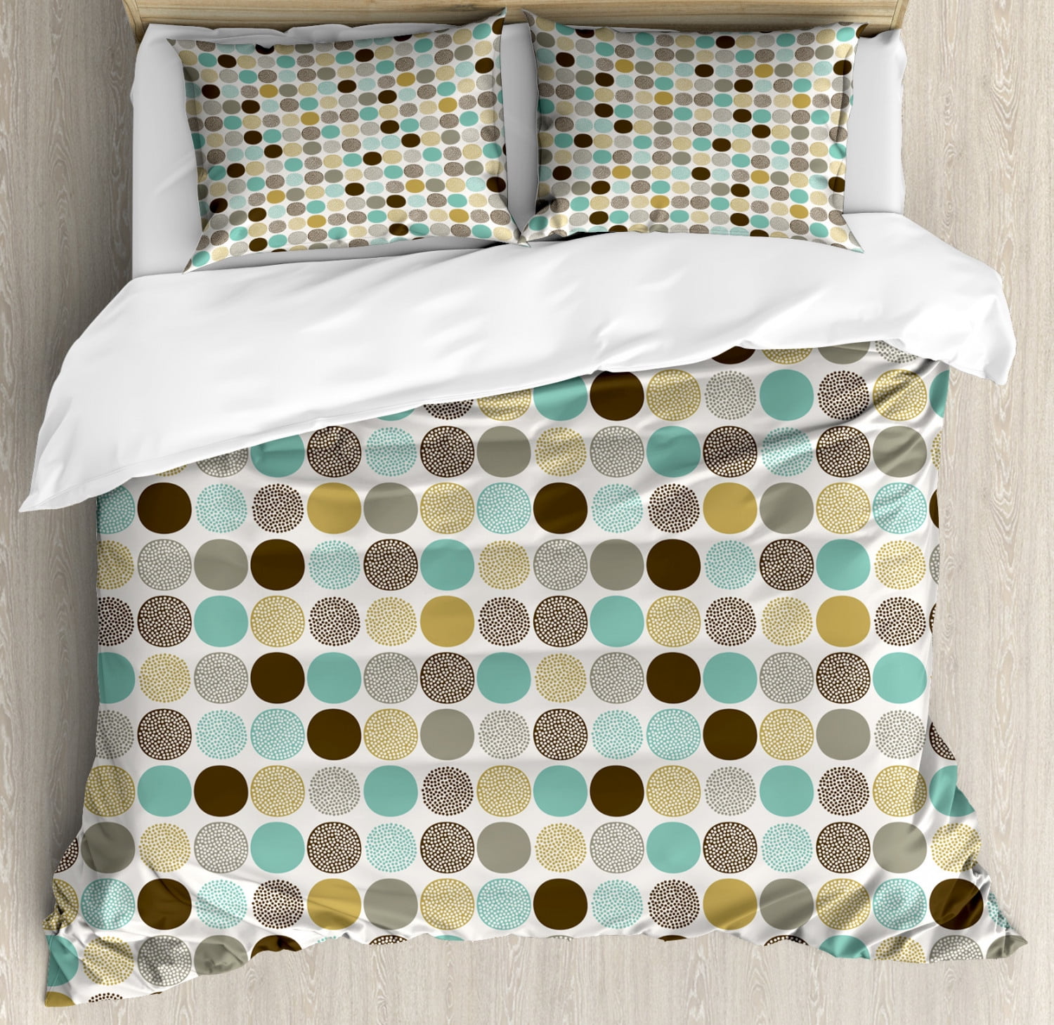 Polka Dot Duvet Cover Set King Size, Abstract Dots Pattern in Pale