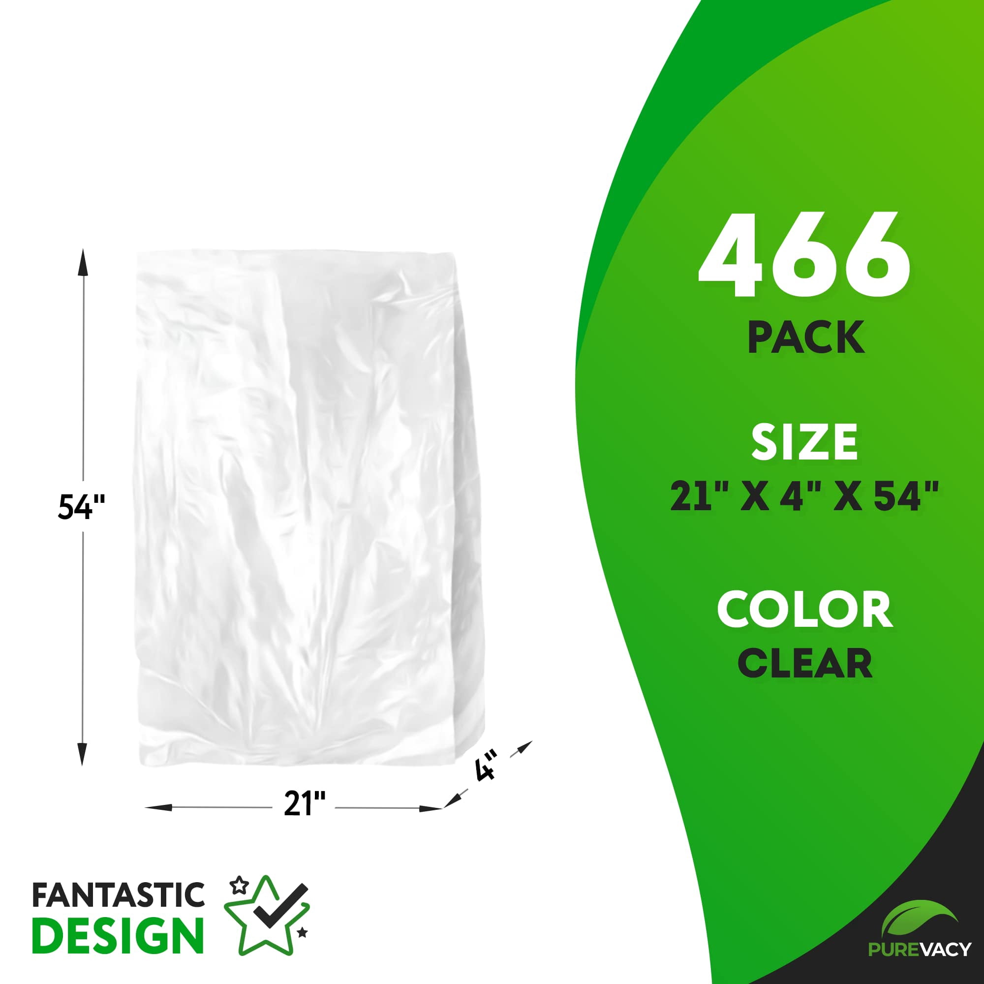 Dry Cleaning Bags Roll of 466 pcs, 21" x 4" x 54" Clear Plastic Garment Bags for Hanging Clothes with Hanger Holes, Sloped Shoulders, 0.5 mil Dry Cleaner Bags Plastic Clear Garment Bag Roll