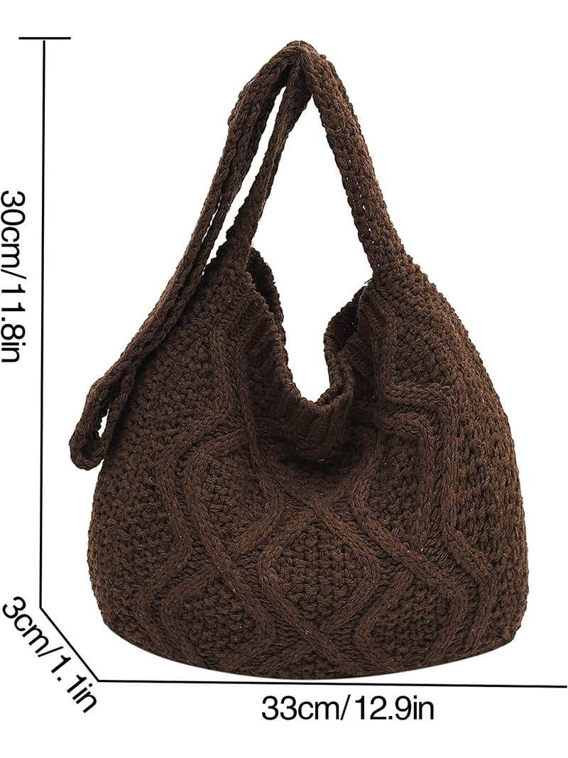 ◆HUNTER◆ WOMEN Refined Handcrafted Crochet Hobo Bag Dark O Women's Crochet Tote Bag Knitted Shoulder Crossbody Handbags