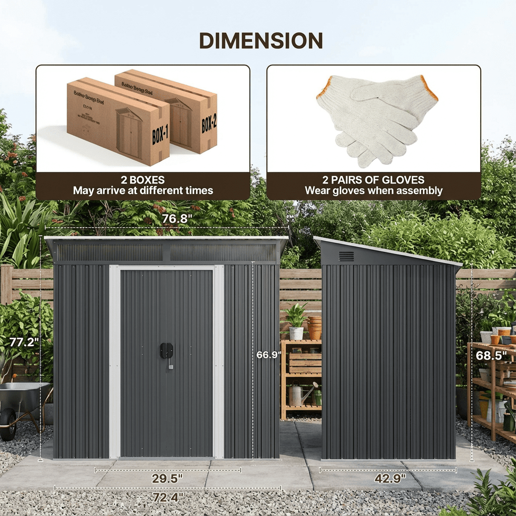 6'x4' Metal Outdoor Storage Shed, Lockable Sliding Doors & Transparent Windows, Multi-functional Tool/Bike Shed for Backyard & Patio, Light Brown
