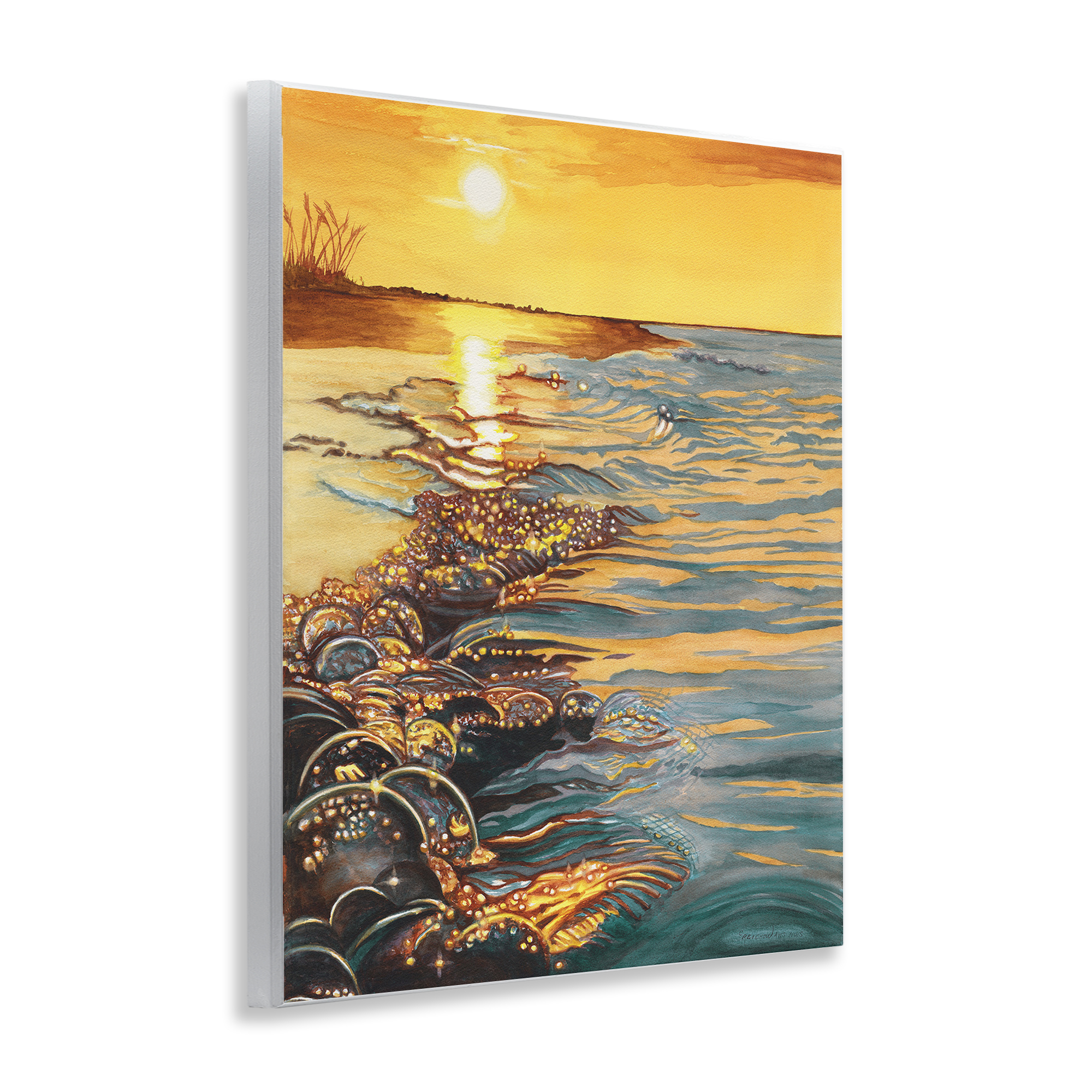 Stupell Industries Saltwater Beach Sunset Landscape Painting Unframed Art Print Wall Art, 11 x 14