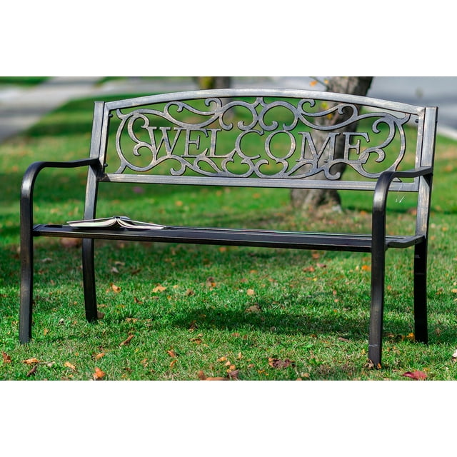 BRONZE WELCOME GARDEN BENCH 50 INCH LONG