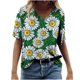 thumbnail image 1 of Camiseta informal para mujer con estampado floral y cuello en V, manga corta, jersey, blusa, tops Fridja  bn6018, 1 of 5