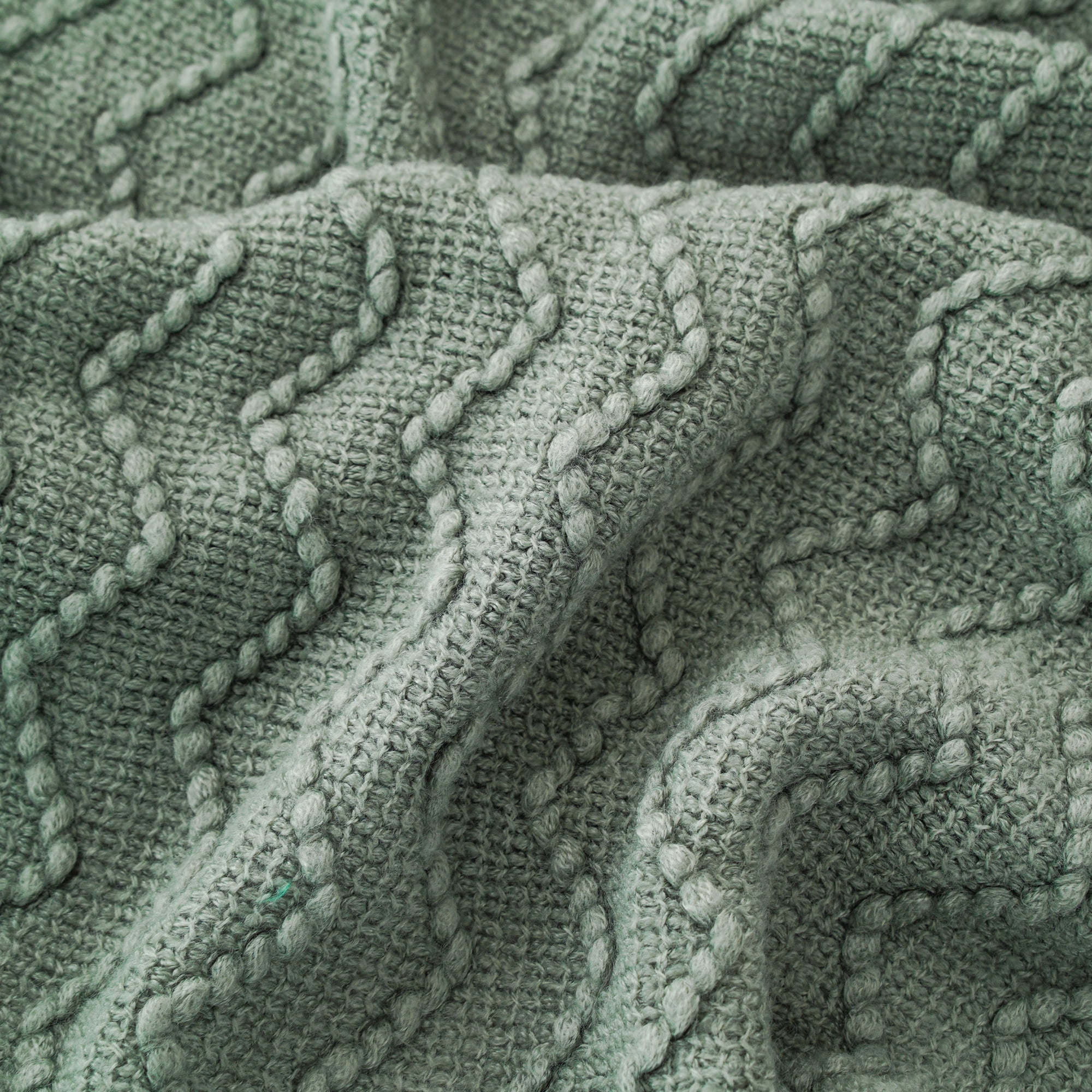 Battilo Sage Green Throw Blanket for Couch,Knitted Boho Sage Throws,Green Blanket for Spring,50"x60"