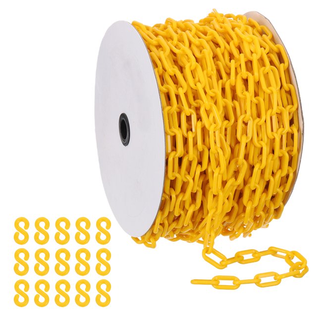 Uxcell Yellow Plastic Chain, 164 ft 6mm Safety Barrier Chain for Crowd Control