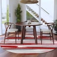 thumbnail image 3 of Red Pink Gray Stripes Round Area Rug 5Ft Washable Circle Rugs for Living Room Bedroom, Modern Abstract Minimalist Retro Non-Slip Carpet Floor Mats Indoor Outdoor Carpet Runner Aesthetic Home Decor, 3 of 8