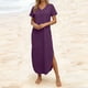 thumbnail image 3 of Vestido Corto para las Mujeres de Verano Color Sólido Cuello en V Vestido de Bolsillo de Manga Corta, Vestido de Verano Casual de las Mujeres para las Salidas de Primavera, 3 of 6