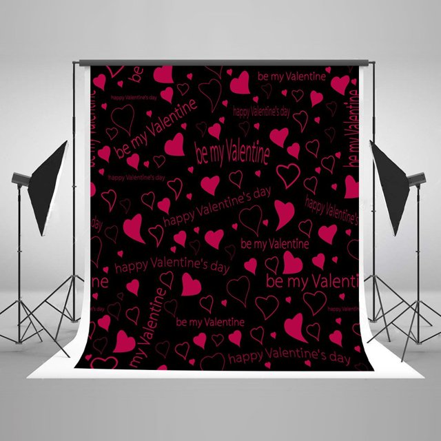 Fondo de fotografía del Día de San Valentín ABPHQTO 150x220cm Fondo Negro Corazón Accesorios de estudio