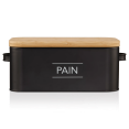 thumbnail image 1 of Bouclair Black Metal Bread Box with Bamboo Lid, 1 of 6