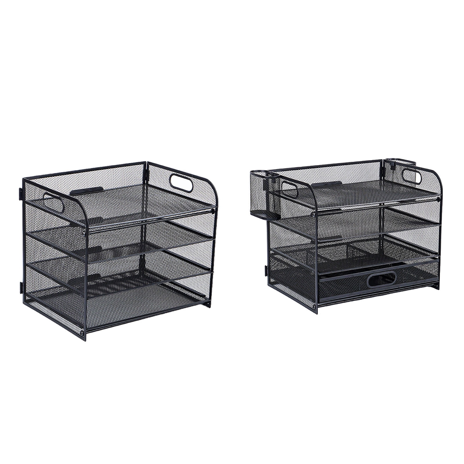 Office Desk Organizers and Accessories, 4-Tiered Paper Letter Tray Organizers with Sliding Drawer and 2 Pen Holder