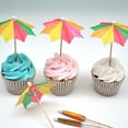 thumbnail image 6 of GOOHOCHY 50-Pack Colorful Drink Umbrellas with Floral Designs, Natural Wood Cocktail Picks for Parties, Events, and Celebrations, 6 of 8