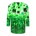 thumbnail image 5 of YWDJ Green Womens Plus Size Tops 3/4 Sleeve St Patricks Day Crew Neck Polyester Casual St. Patricks Day Blouse Tops for Irish Themed Gifts 3XL, 5 of 5