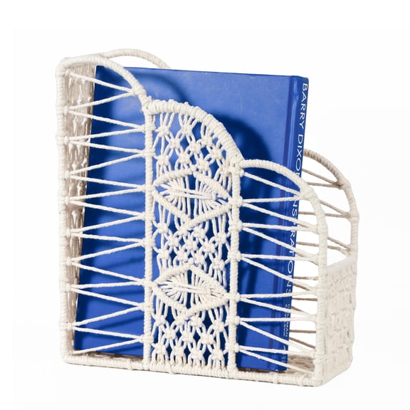 Water Hyacinth Magazine Holders with Scalloped Edge - Natural Handwoven Rattan Storage Baskets Set of 2 (Large & Small) for Books, Home Office Decor