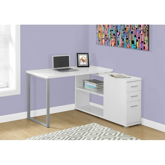 Monarch Specialties Computer Desk, L-Shaped, Corner, 3 Drawers, 2 Open Shelves Leg, 47"L X 47"W