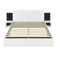 thumbnail image 5 of Euroco Wood Queen Size Platform Bed with Bedside Nightstands, Floating Bed with LED Light for Bedroom, White, 5 of 10