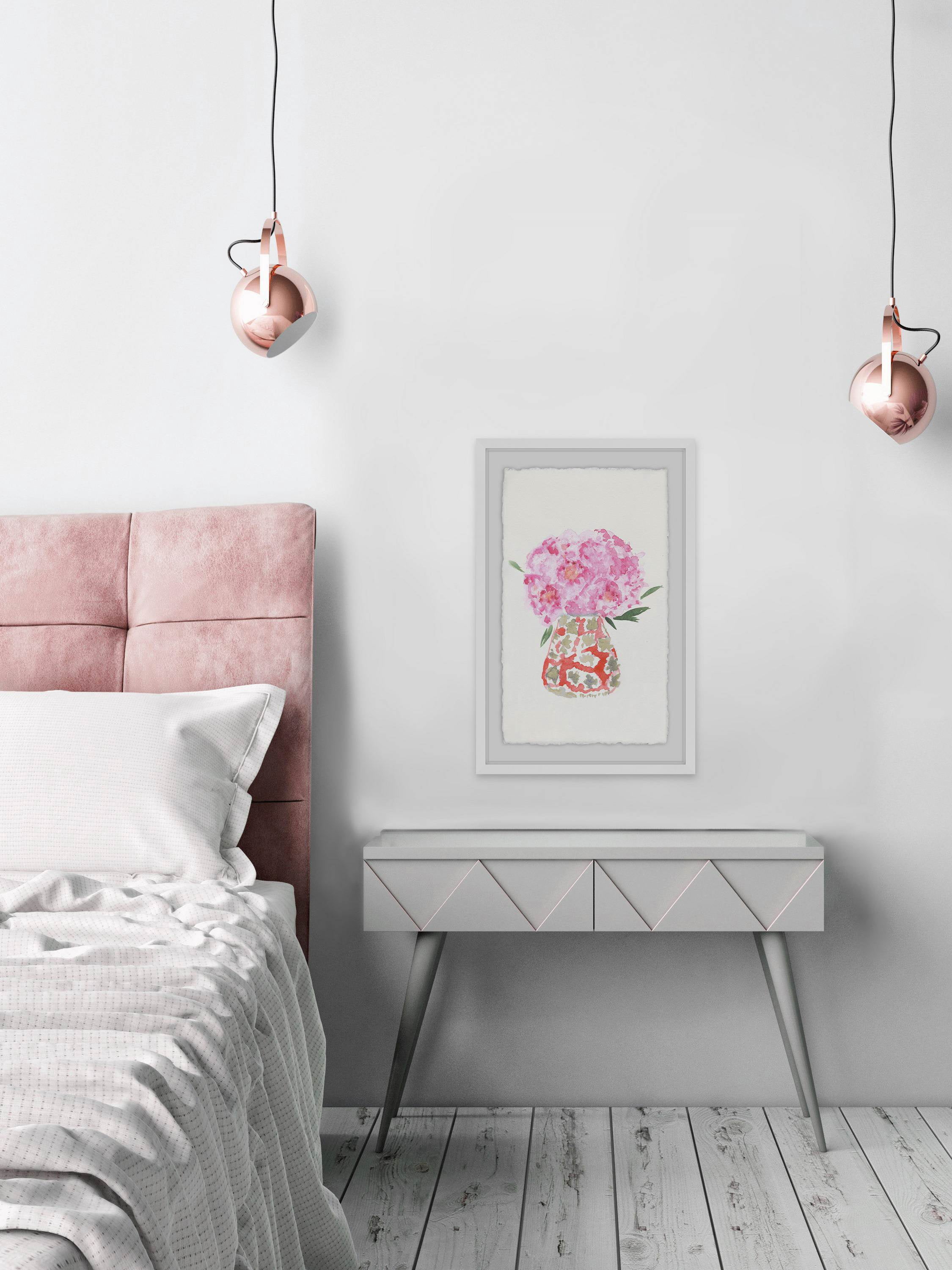 Fluffy Pink Flowers Framed Painting Print