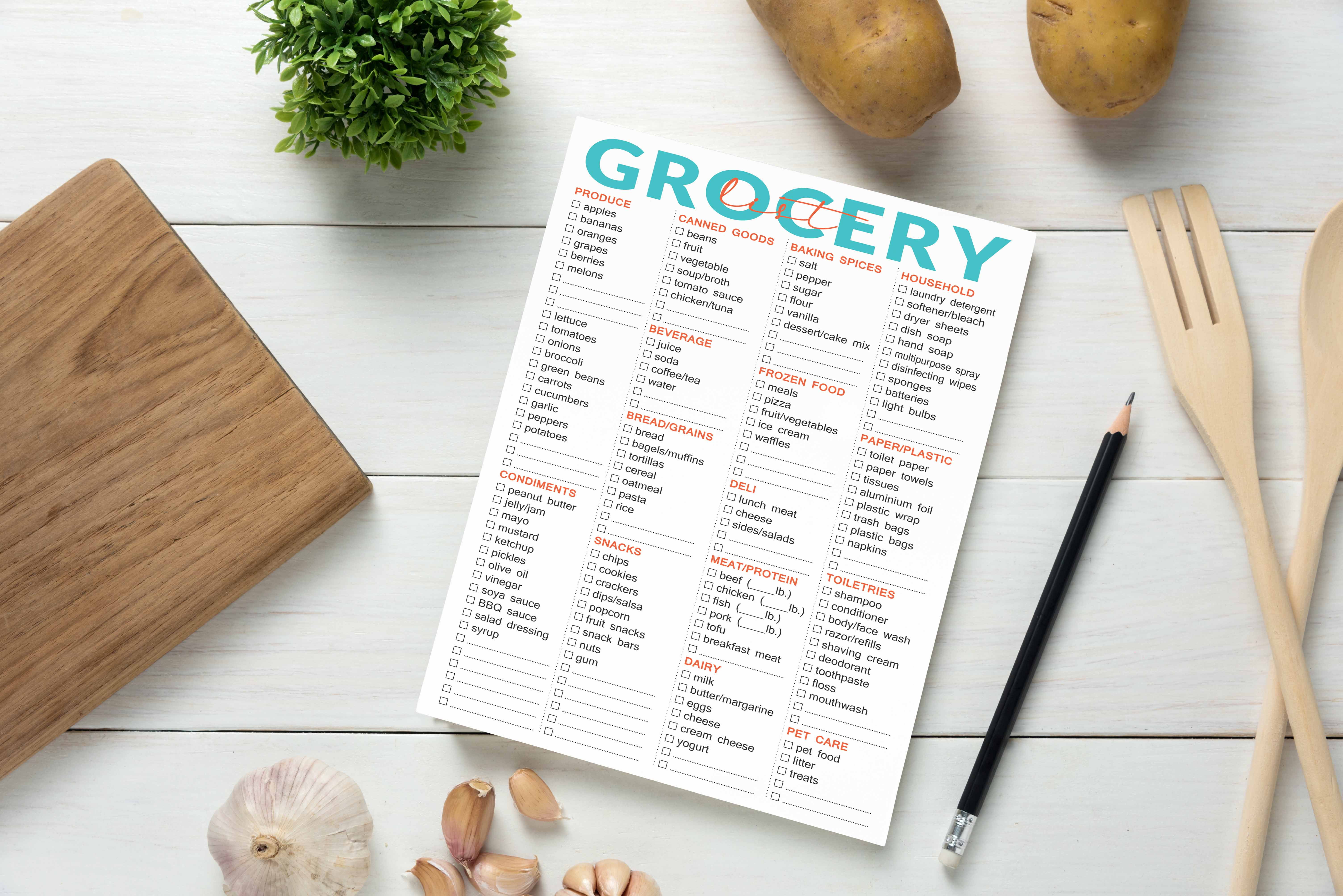 Inkdotpot Magnetic Grocery List Notepad Grocery Shopping List Blank, Portable Size 6 x 9 inches - 54 Page Weekly Grocery Shopping Planner