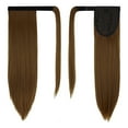 thumbnail image 3 of LELINTA 20/28 Inch Afro Long Straight Ponytail Extension Magic Paste Clip in Wrap Around Synthetic Wrap Drawstring Ponytails Hairpiece for Women (Brown), 3 of 8