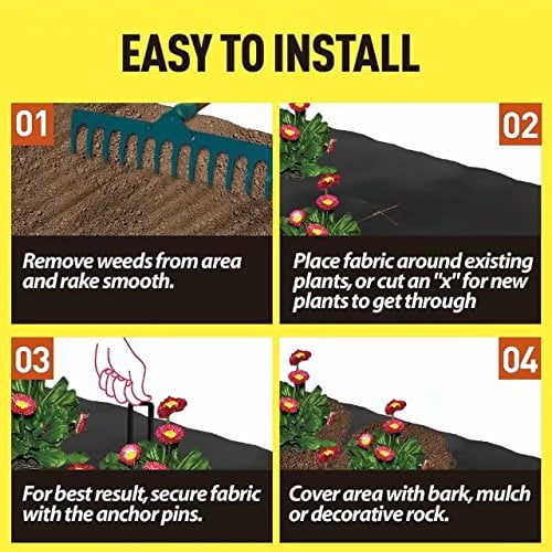 All Purpose Folded Compound Weed Barrier Fabric,Soil Erosion Control,Outdoor Weed Block 6 Pins Included Agfabric Landscape 5oz 6x8ft 