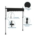 thumbnail image 4 of BouPower 118"x118" Manual Retractable Awning, Freestanding Patio Awning with Crank Handle, Waterproof Retractable Shades Awnings with Height & Angle Adjustable, for Balcony, Deck, Grey/Black/Khaki, 4 of 7