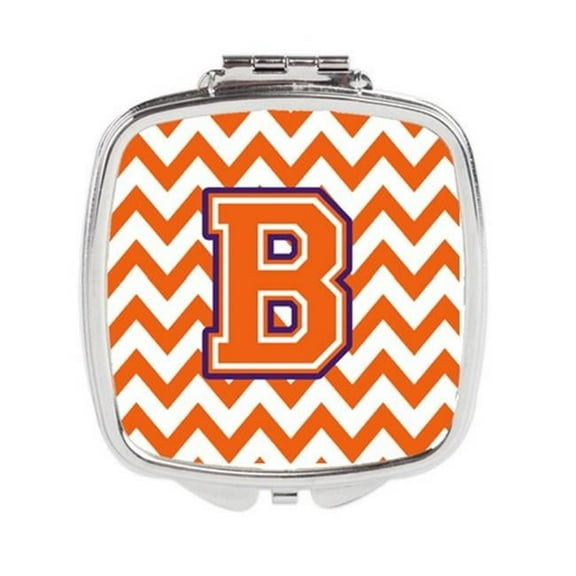 Letter B Chevron Orange & Regalia Compact Mirror - Orange & Regalia