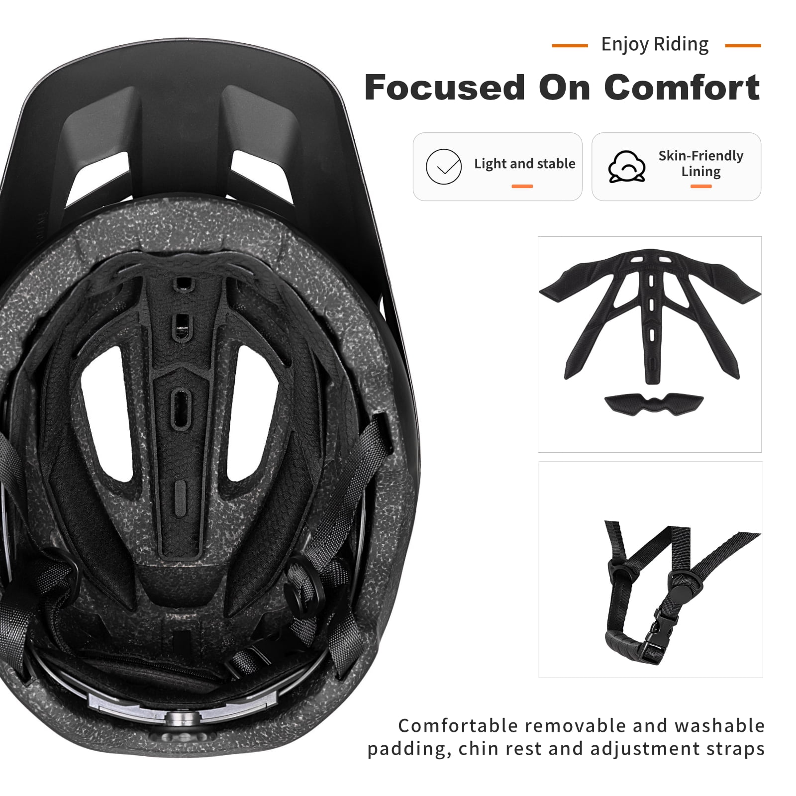 BATFOX Adult Mountain Bike Helmet NTA 8776 E-bike Certified CPSC & CE Safety Standards Lightweight MTB Bicycle Helmet for Men Women with Detachable Visor（L,Black)