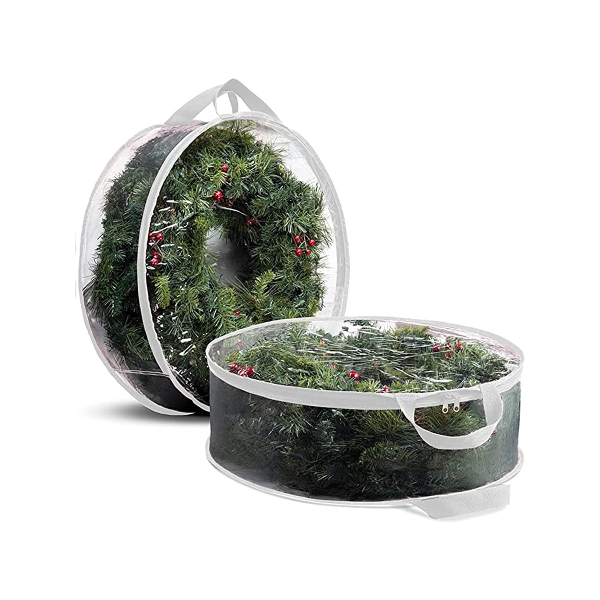 Clear Everyday Bag,Christmas Wreath Storage Container with Dual Christmas Wreath Containers