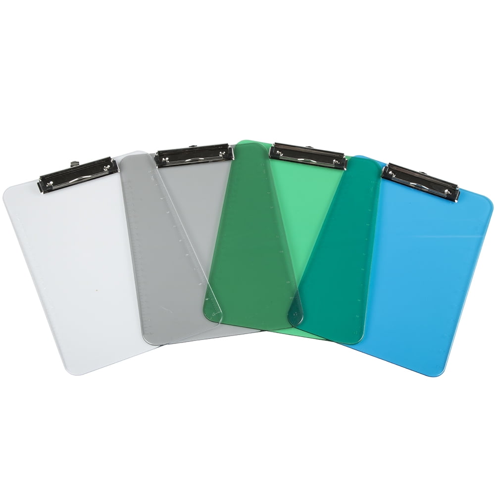 JAM Paper Plastic Clipboards with Low Profile Metal Clip, 9 x 12 1/2, Assorted Multicolor, 4 per Pack