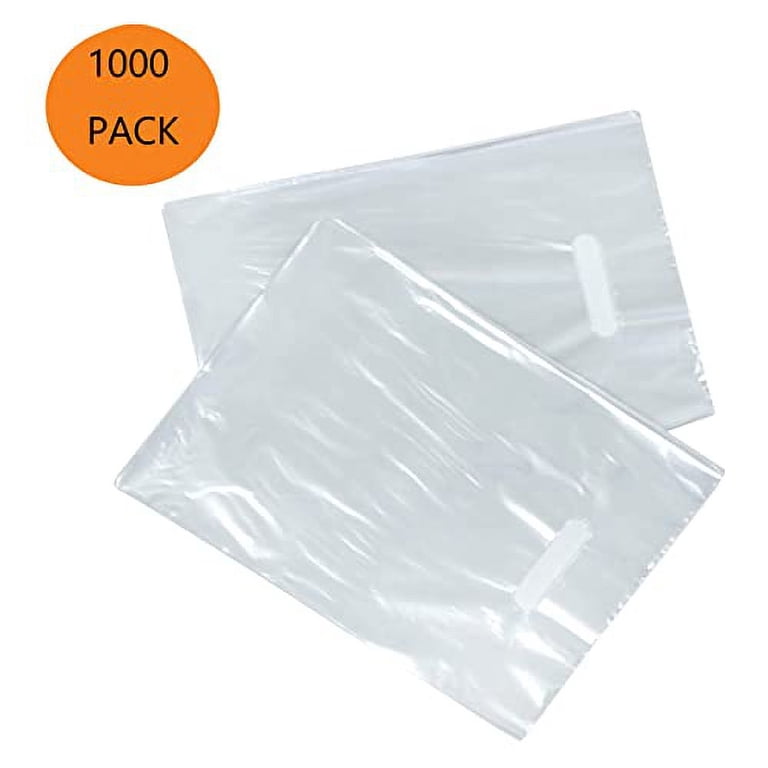 Infinite Pack 1000 Pcs Clear Merchandise Bags – 9 X 12 Inch With Die Cut Handles, LDPE Retail Shopping Bags
