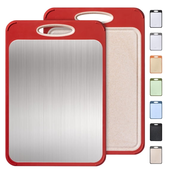Tabla de cortar Socisen 2 en 1 de acero inoxidable con mango