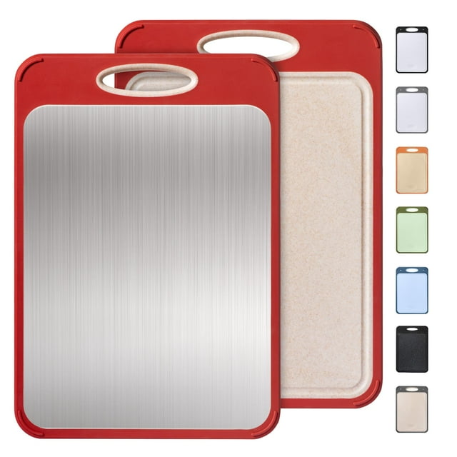 Tabla de cortar Socisen 2 en 1 de acero inoxidable con mango