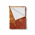 thumbnail image 2 of Lotus Soft Flannel Fleece Throw Blanket, Background with Moroccan Traditional Featured Symbolic Boho Effect, Cozy Plush for Indoor and Outdoor Use, 70" x 90", Marigold Orange, by Ambesonne, 2 of 6