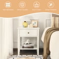 thumbnail image 4 of Patiojoy Table d'Extrémité Table de Nuit avec Tiroir et Tablette Mobilier de Chambre et Salon Blanc, 4 of 7